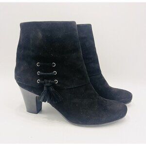 Ditto by VanEli Women’s Booties Block Heels Black Suede Zipper Ankle Boots 6